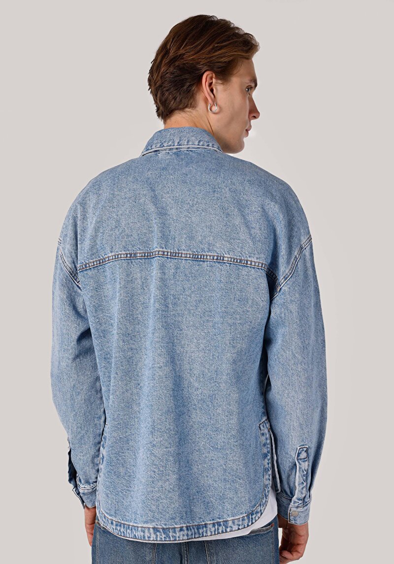 Imagine a Jachetă Albastră Pentru Bărbați Regular Fit Button-Down Unlined Unlined