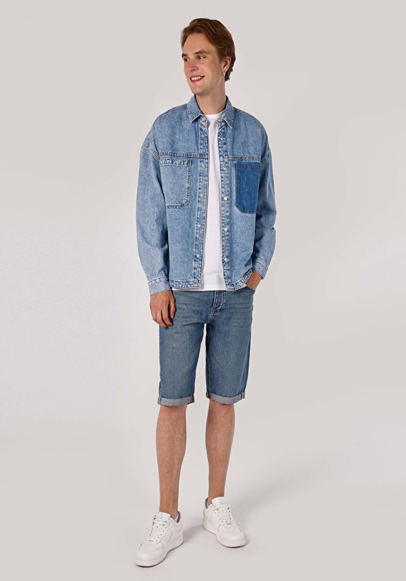 Afișați detalii pentru Jachetă Albastră Pentru Bărbați Regular Fit Button-Down Unlined Unlined