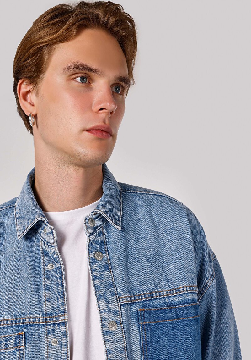 Afișați detalii pentru Jachetă Albastră Pentru Bărbați Regular Fit Button-Down Unlined Unlined