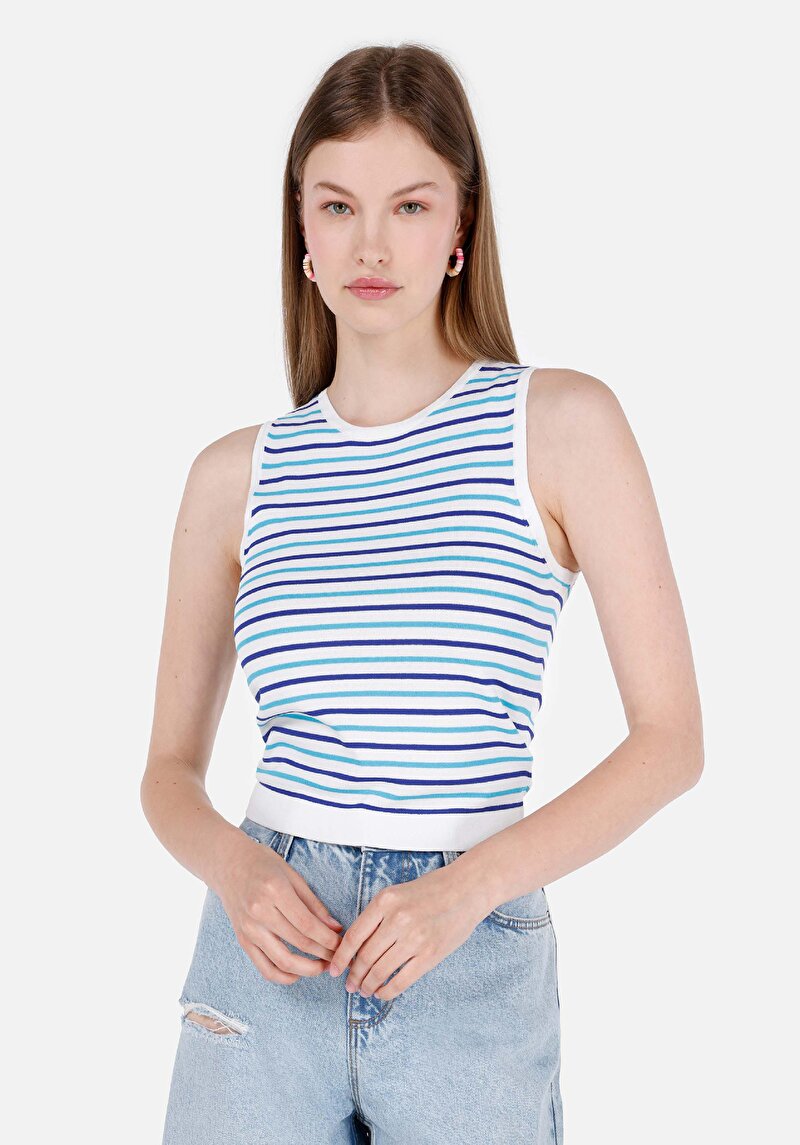 Imagine a Pulover Albastru Pentru Femei Slim Fit