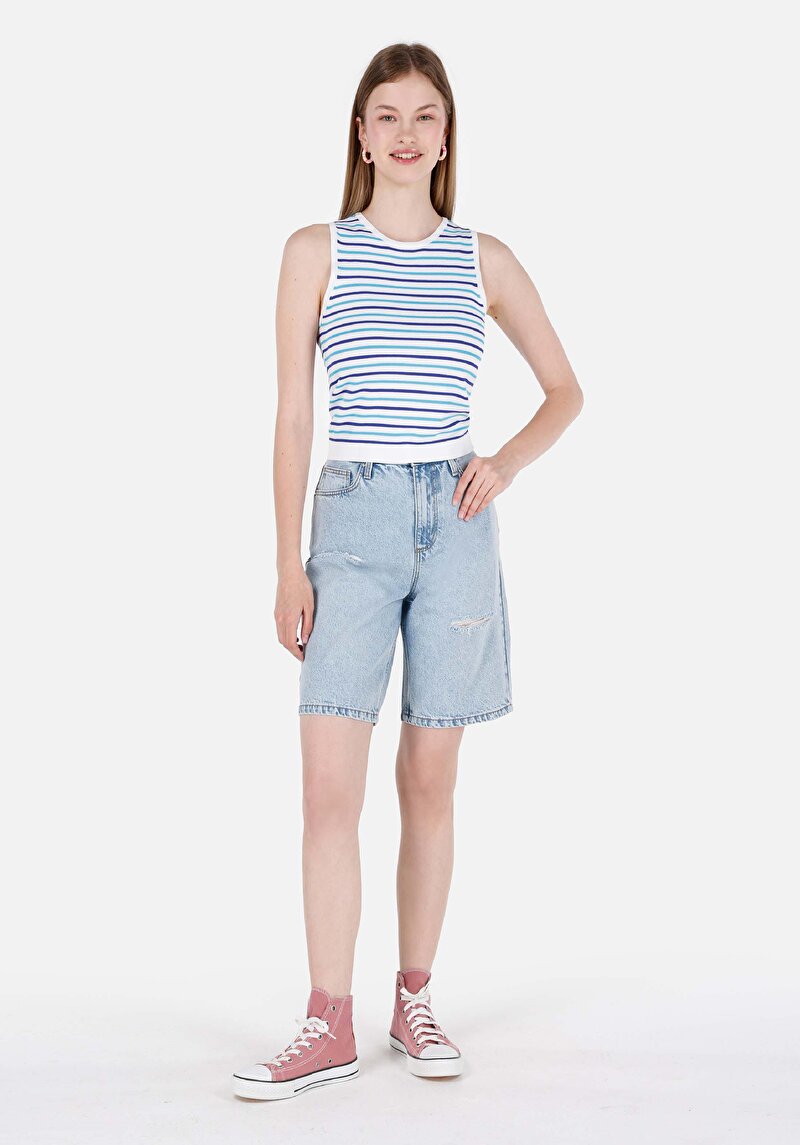 Imagine a Pulover Albastru Pentru Femei Slim Fit