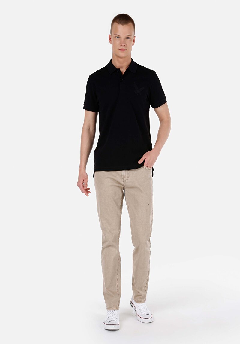 Imagine a Pantaloni Bej Pentru Bărbați Straigt Fit Mid Waist Straight Leg