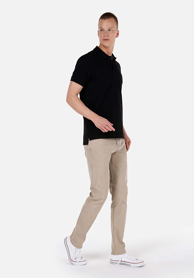 Afișați detalii pentru Pantaloni Bej Pentru Bărbați Straigt Fit Mid Waist Straight Leg