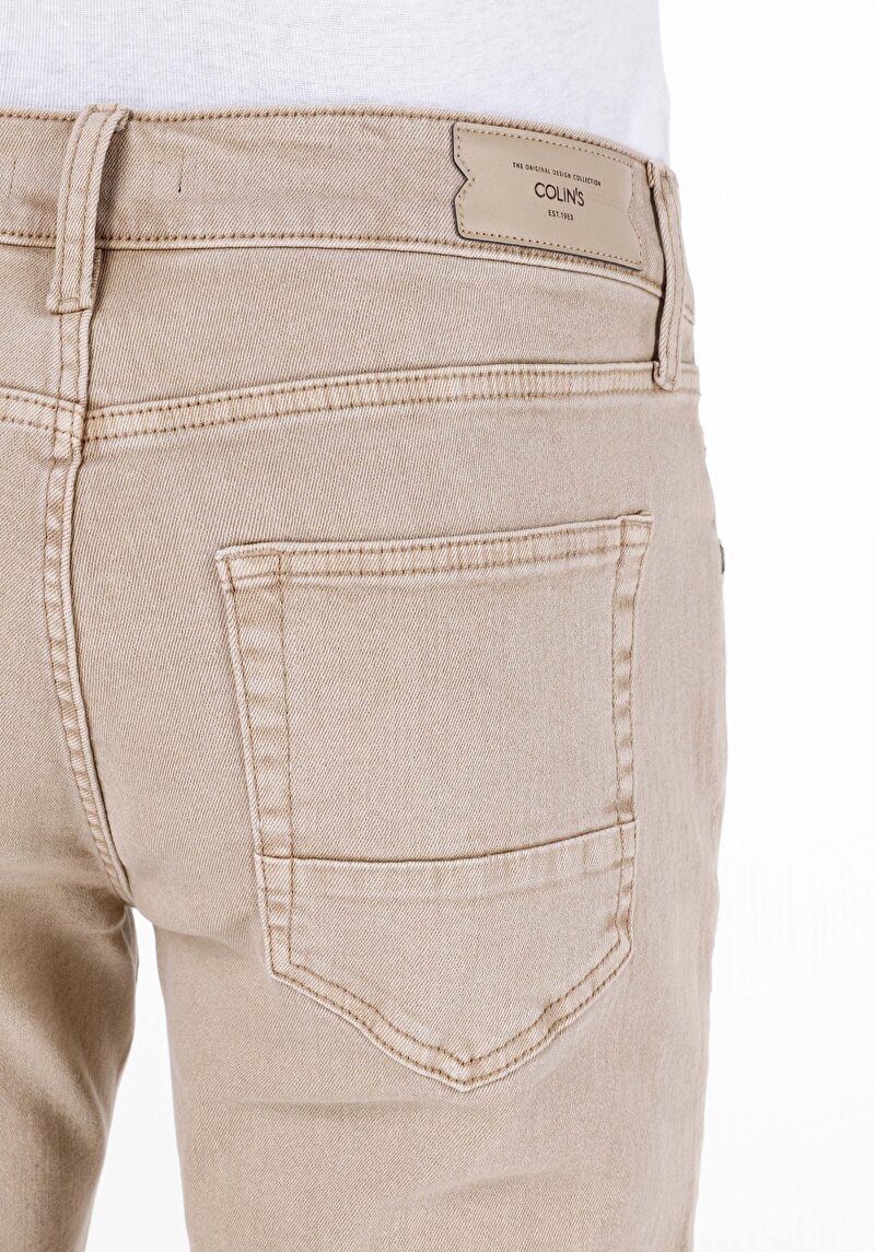 Afișați detalii pentru Pantaloni Bej Pentru Bărbați Straigt Fit Mid Waist Straight Leg