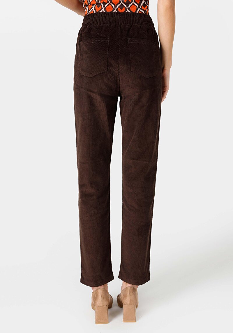 Imagine a Regular Fit Talie Înaltă Picior Drept Pantaloni Maro Pentru Femei