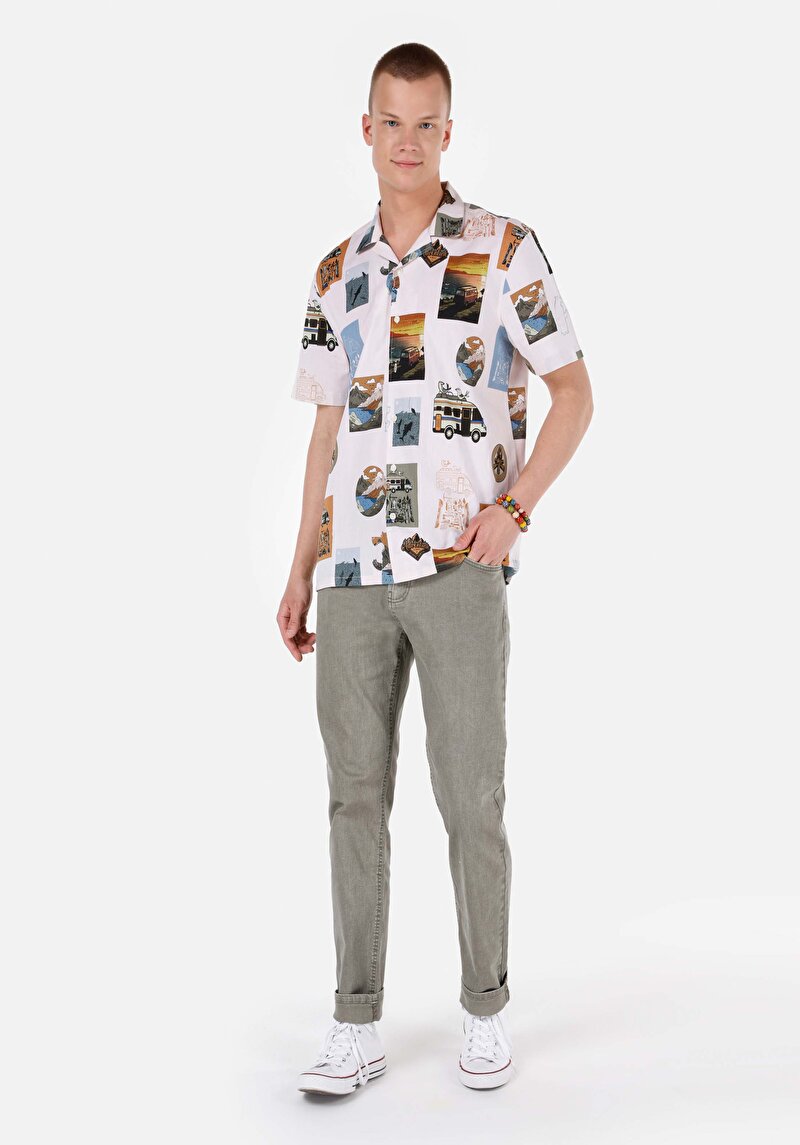 Afișați detalii pentru Pantaloni Verzi Pentru Bărbați Cu Talie Dreaptă Cu Talie Dreaptă