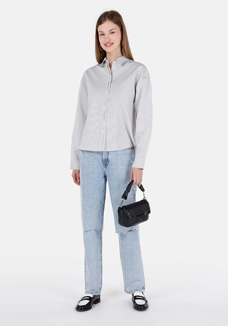 Imagine a Drept Fit Talie Ascendentă Picior Drept Blugi İndigo Pentru Femei