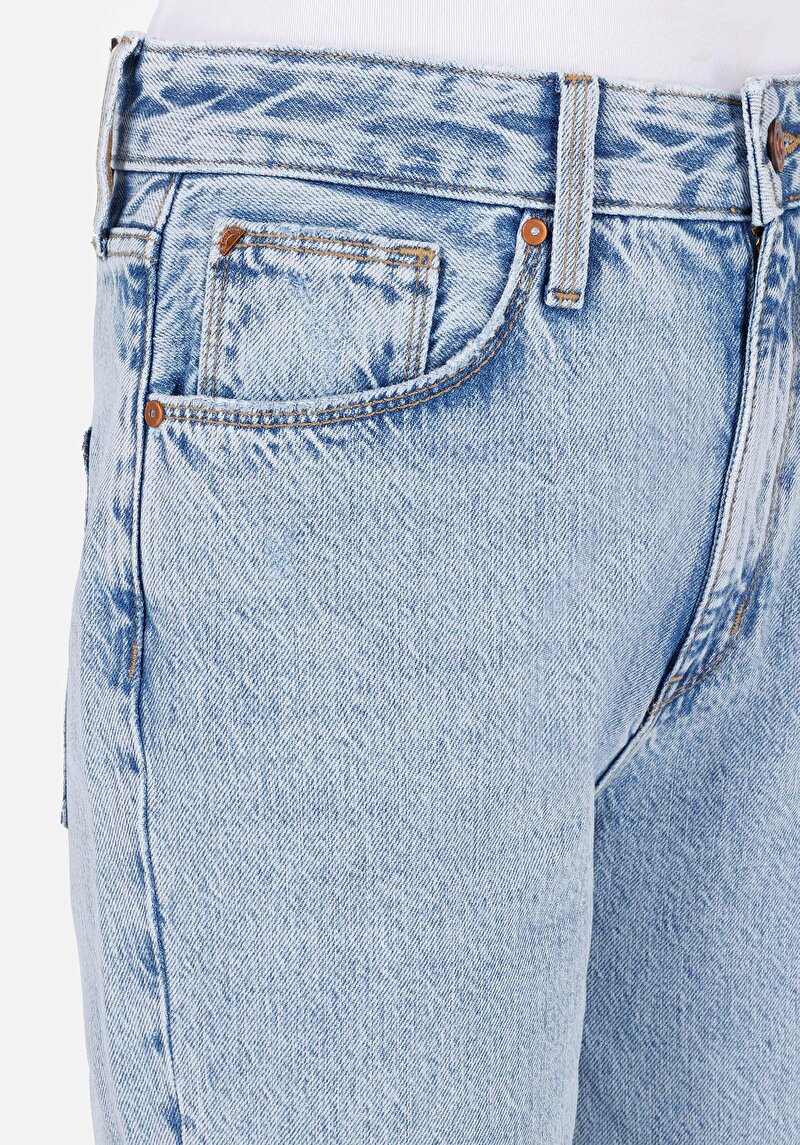 Afișați detalii pentru Drept Fit Talie Ascendentă Picior Drept Blugi İndigo Pentru Femei