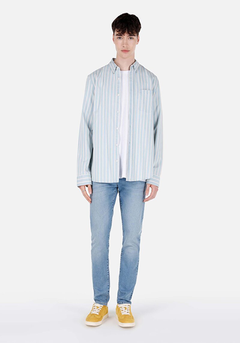 Imagine a Blugi İndigo Pentru Bărbați Skinny Fit