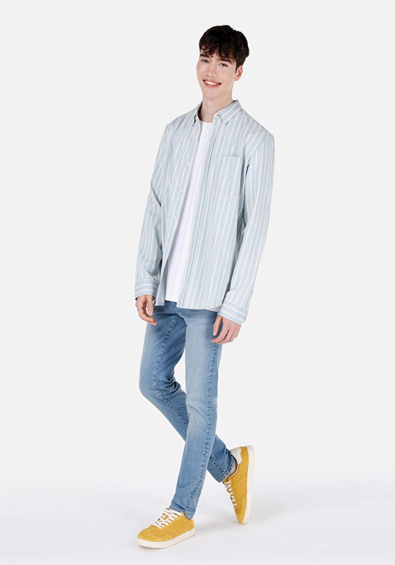 Imagine a Blugi İndigo Pentru Bărbați Skinny Fit