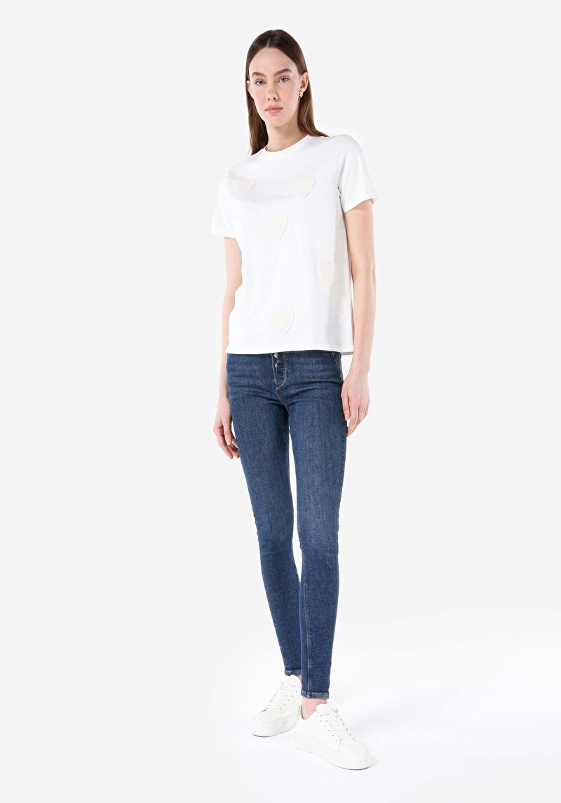 Imagine a Skinny Fit Mid Waist Narrow Leg Blugi İndigo Pentru Femei