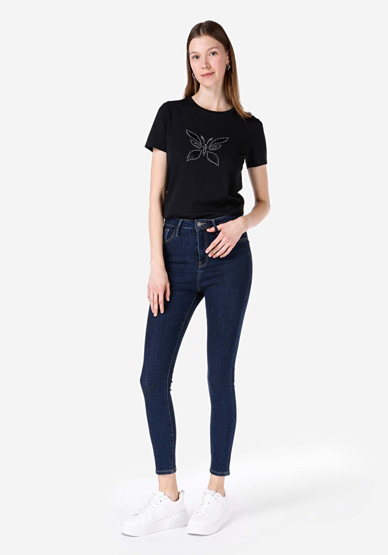Imagine a Skinny Fit Rise Waist Super Narrow Leg Blugi Din Denim Pentru Femei
