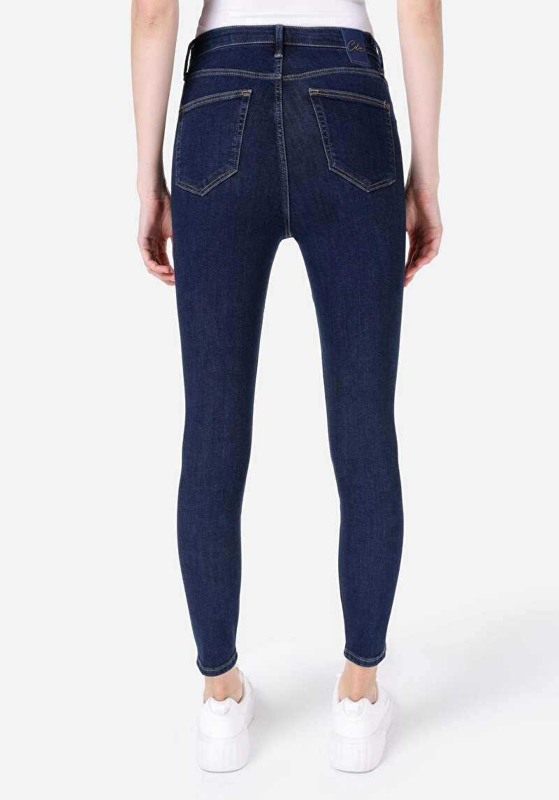 Imagine a Skinny Fit Rise Waist Super Narrow Leg Blugi Din Denim Pentru Femei