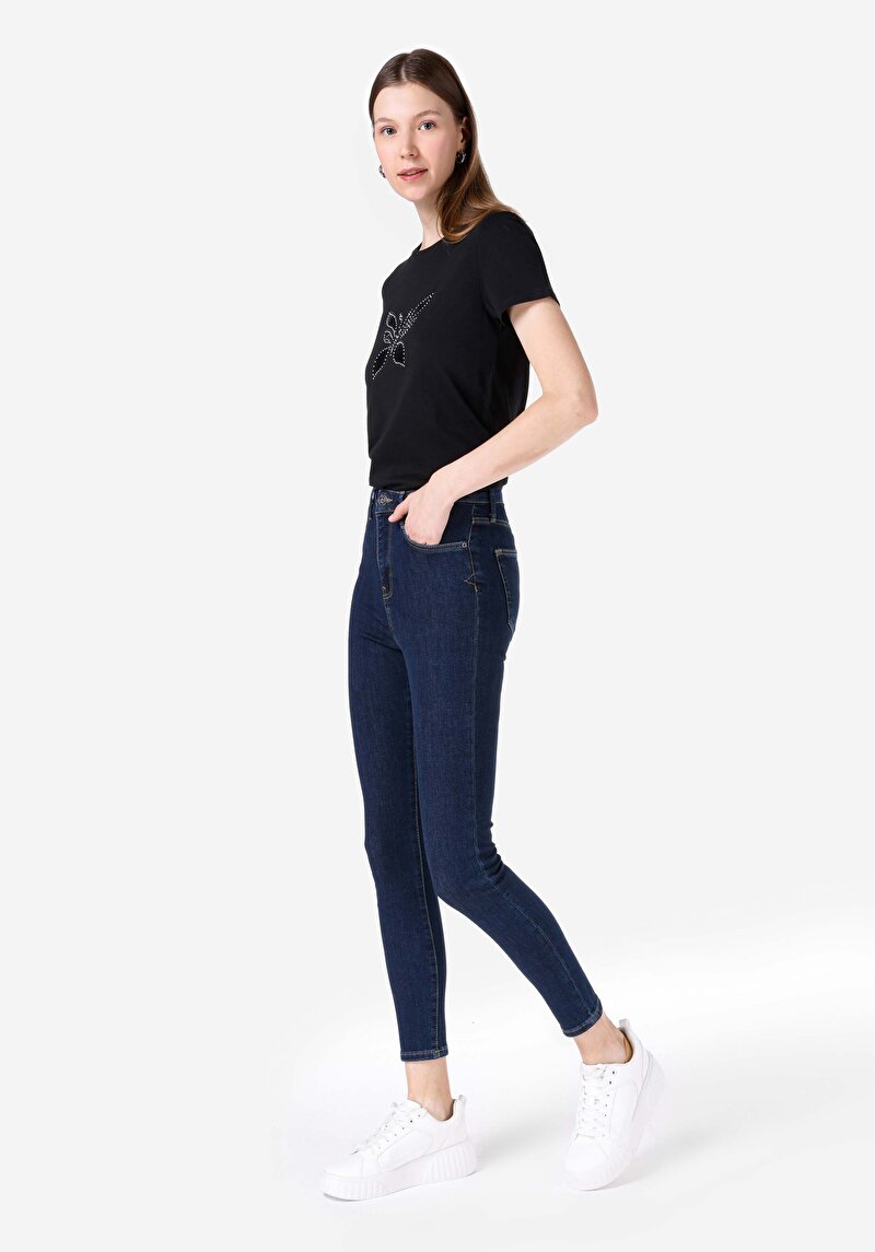 Afișați detalii pentru Skinny Fit Rise Waist Super Narrow Leg Blugi Din Denim Pentru Femei