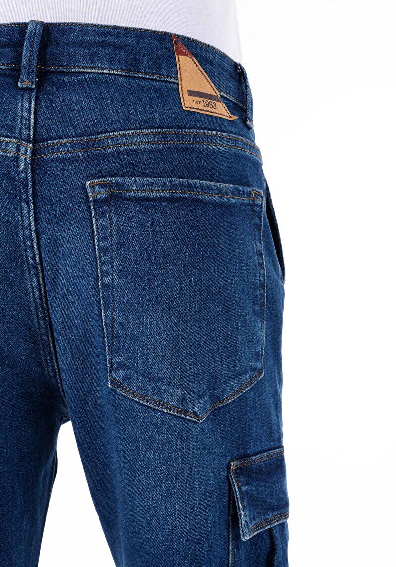 Afișați detalii pentru Carrot Cargo Mid Waist Short Leg Blugi İndigo Pentru Bărbați