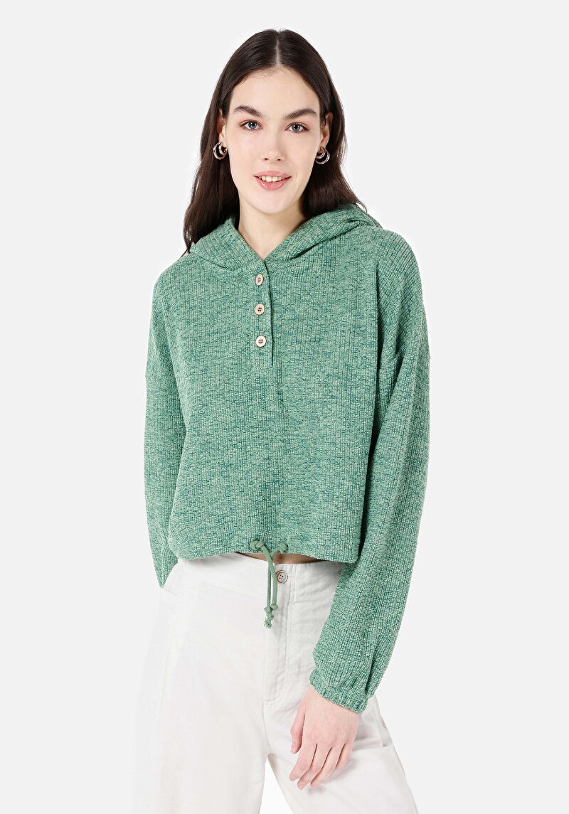 Imagine a Tricou Cu Glugă Verde Pentru Femei Cu Glugă Comfort Fit