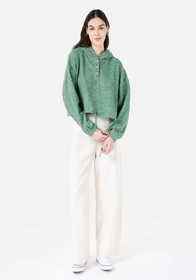 Afișați detalii pentru Tricou Cu Glugă Verde Pentru Femei Cu Glugă Comfort Fit