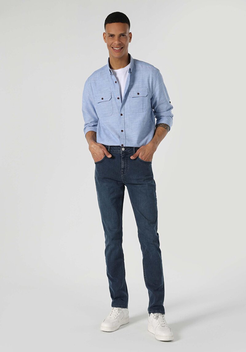 Imagine a Blugi Din Denim Pentru Bărbați Cu Talie Dreaptă