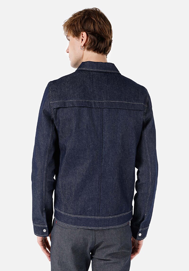 Afișați detalii pentru Jachetă Albastru Închis Pentru Bărbați Cu Nasturi Cu Nasturi