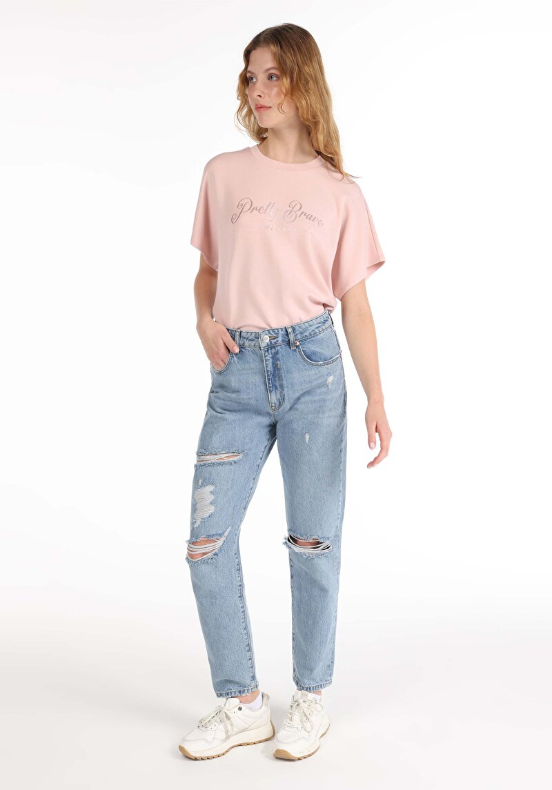 Afișați detalii pentru Pantaloni De Dama Albastru Boyfriend Fit 893 Julia Cl1067508