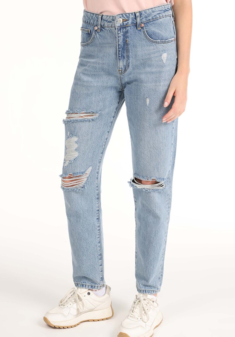 Imagine a Pantaloni De Dama Albastru Boyfriend Fit 893 Julia Cl1067508