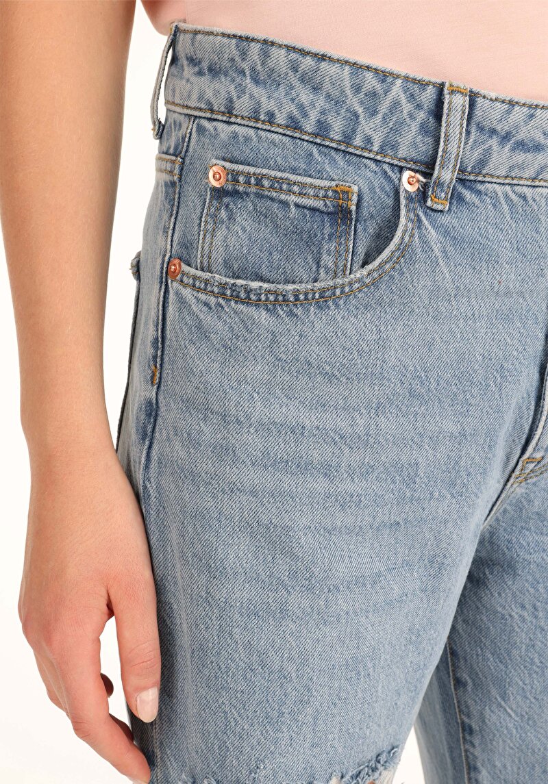 Afișați detalii pentru Pantaloni De Dama Albastru Boyfriend Fit 893 Julia Cl1067508