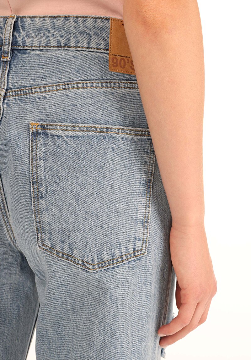 Afișați detalii pentru Pantaloni De Dama Albastru Boyfriend Fit 893 Julia Cl1067508