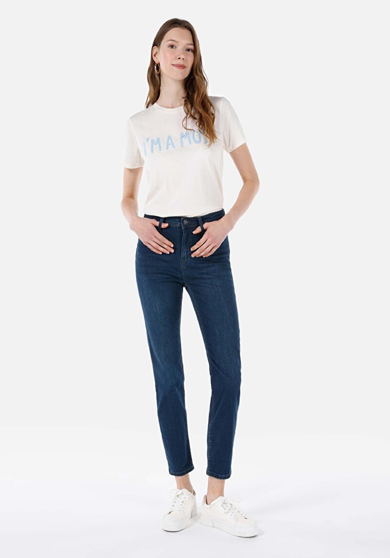 Imagine a Blugi Slim Fit Indigo Închis Pentru Femei