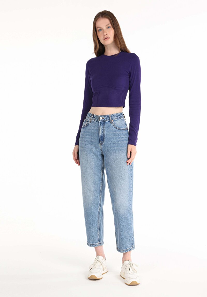 Imagine a Pantaloni De Dama Albastru Barrel Fit 851 Orya Cl1067516