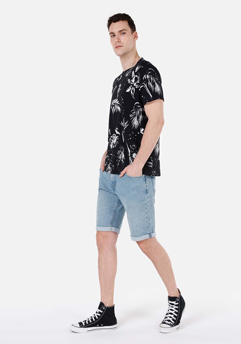 Afișați detalii pentru Pantaloni Scurți De Jean İndigo Pentru Bărbați Cu Talie İnferioară