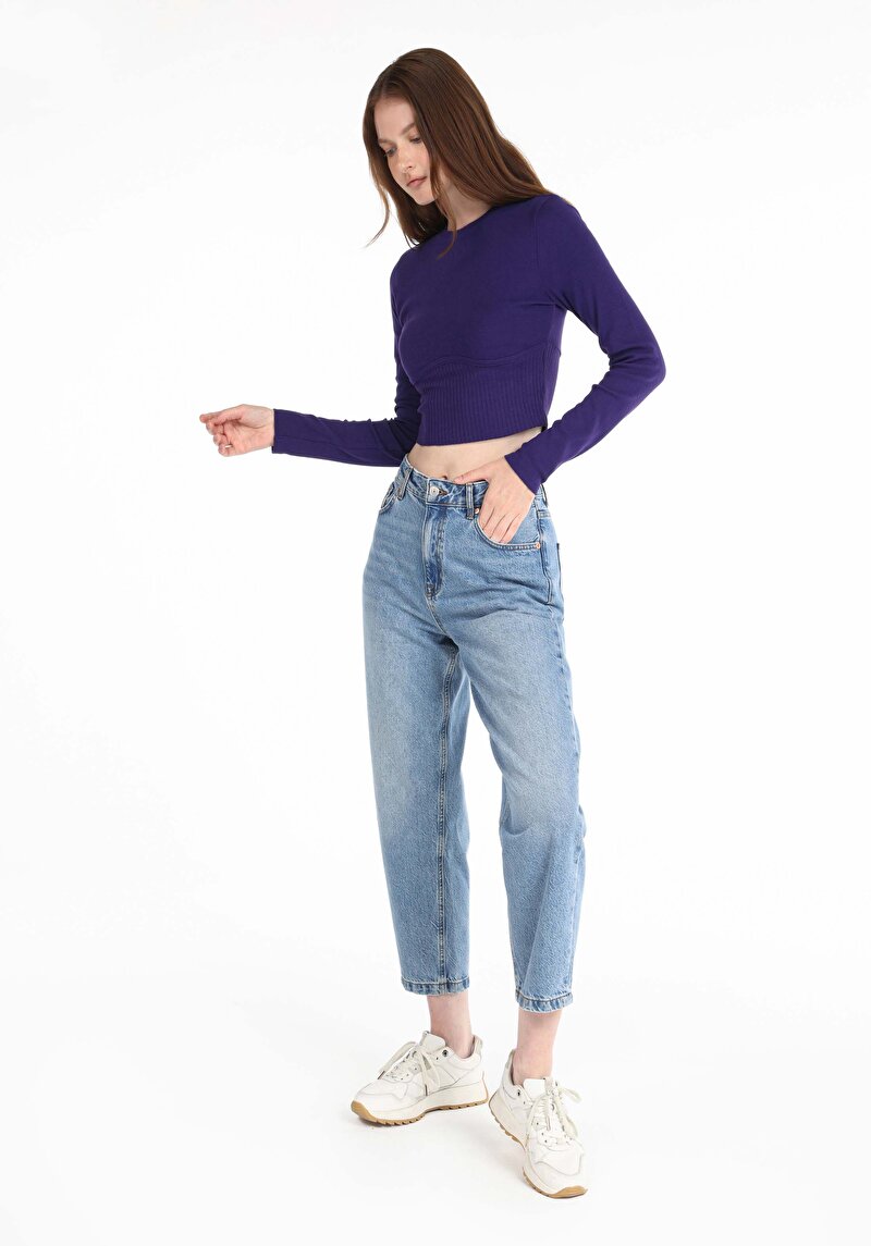 Imagine a Pantaloni De Dama Albastru Barrel Fit 851 Orya Cl1067516