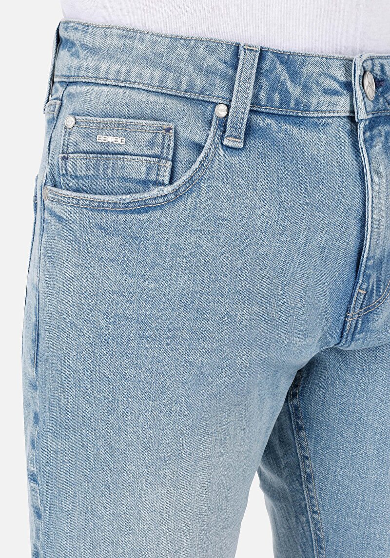 Afișați detalii pentru Pantaloni Scurți De Jean İndigo Pentru Bărbați Cu Talie İnferioară