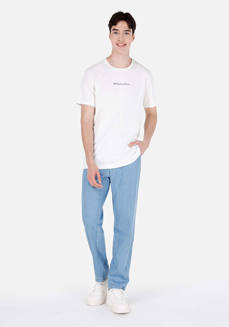 Imagine a Jogger Fit Mid Waist Straight Leg Blugi İndigo Pentru Bărbați