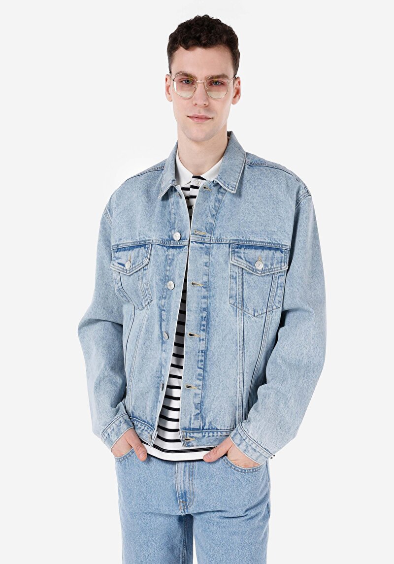 Imagine a Jachetă Albastră Pentru Bărbați Regular Fit Button-Down Unlined Unlined