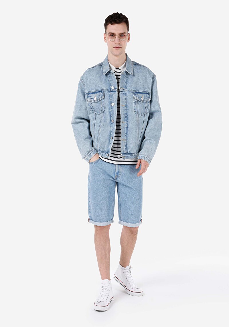 Imagine a Jachetă Albastră Pentru Bărbați Regular Fit Button-Down Unlined Unlined