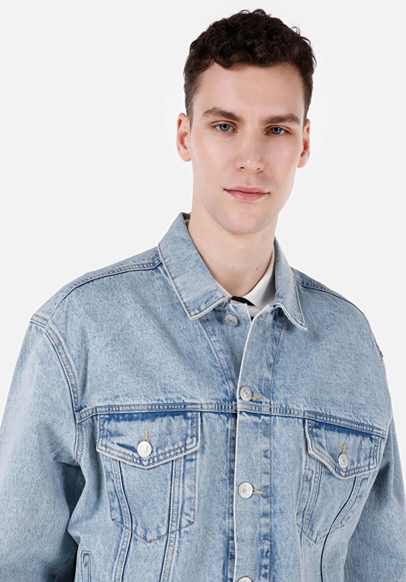 Afișați detalii pentru Jachetă Albastră Pentru Bărbați Regular Fit Button-Down Unlined Unlined