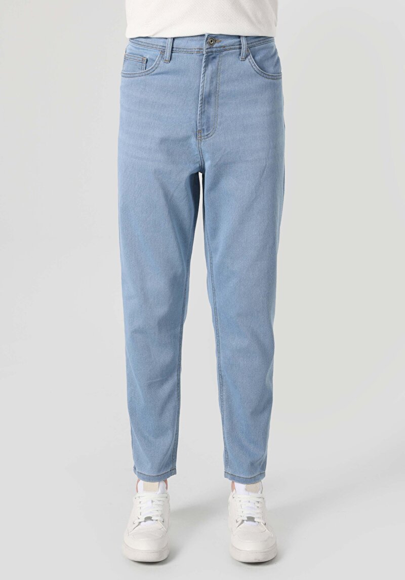 Afișați detalii pentru Pantaloni Albaștri Pentru Bărbați Cu Talie Medie Cu Talie Dreaptă