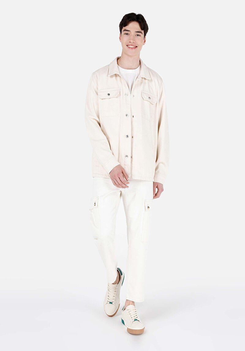 Afișați detalii pentru Regular Fit Classic Collar Drept Cămașă Cu Mânecă Lungă Bej Pentru Bărbați