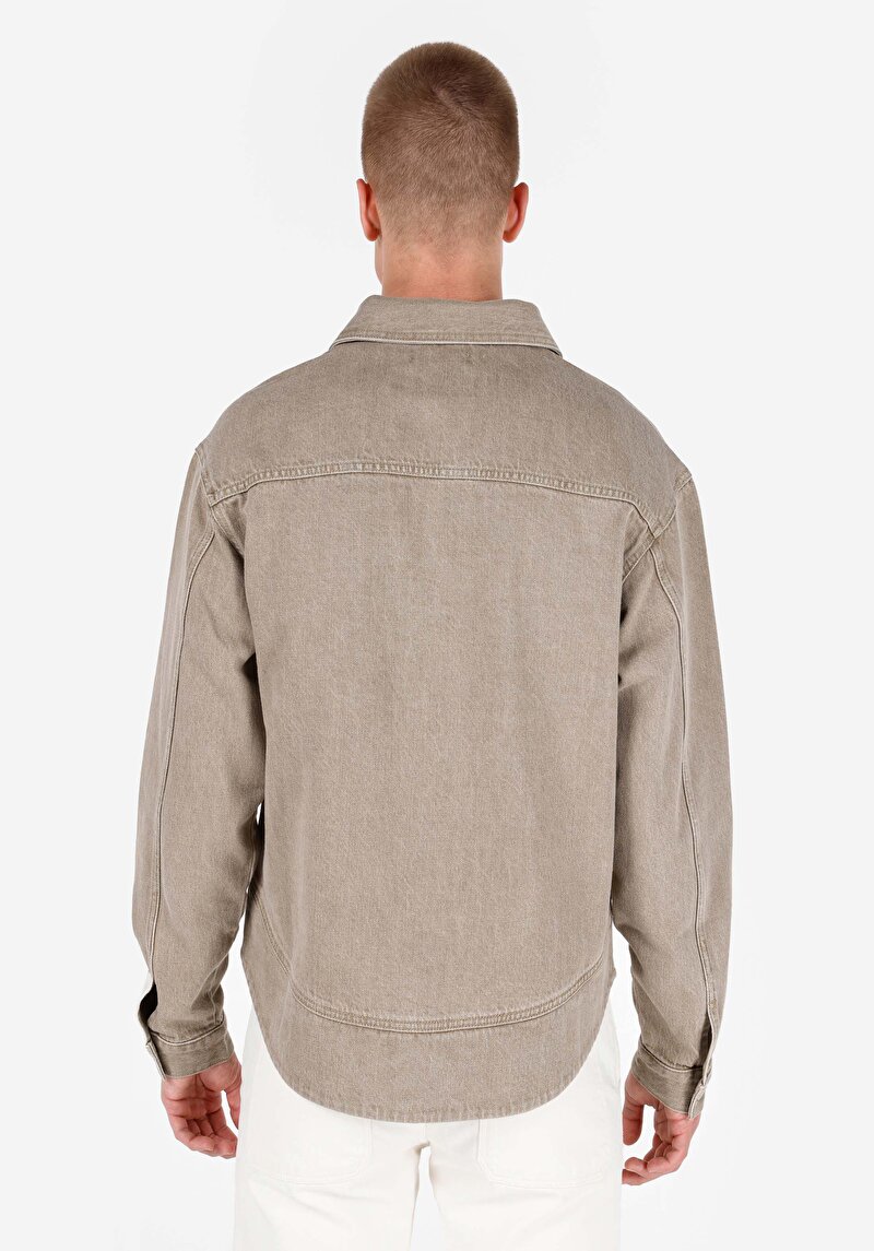 Imagine a Camasa Cu Maneca Lunga De Barbati Bej Oversize Fit Cl1069573