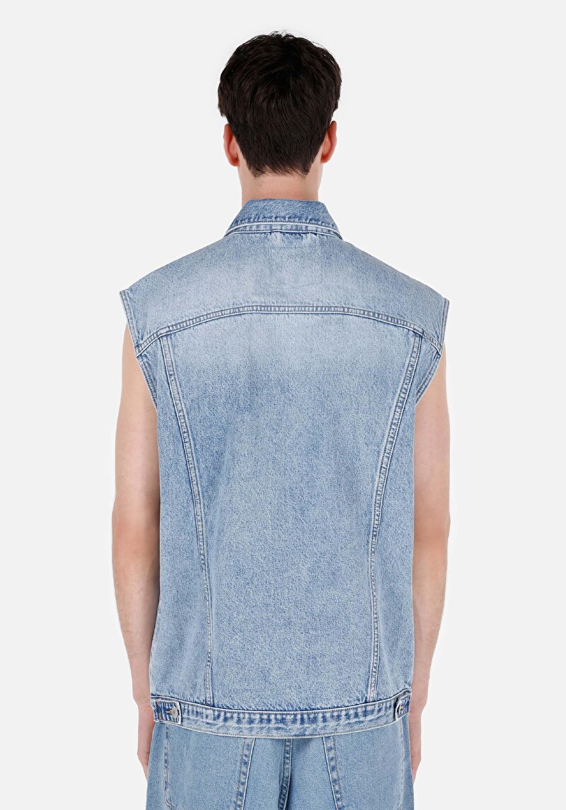 Afișați detalii pentru Oversize Classic Collar Button Unlining Vestă Bleumarin Pentru Bărbați