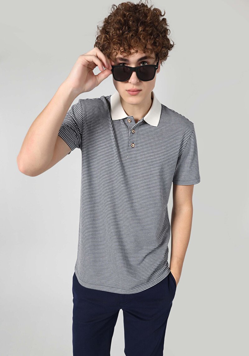 Imagine a Tricou Polo Cu Maneca Scurta De Barbati Albastru Regular Fit  Cl1064304