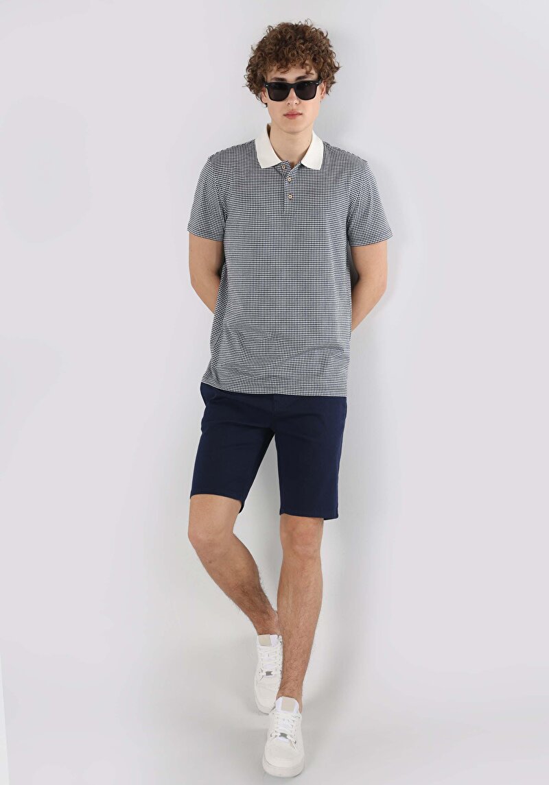 Afișați detalii pentru Tricou Polo Cu Maneca Scurta De Barbati Albastru Regular Fit  Cl1064304