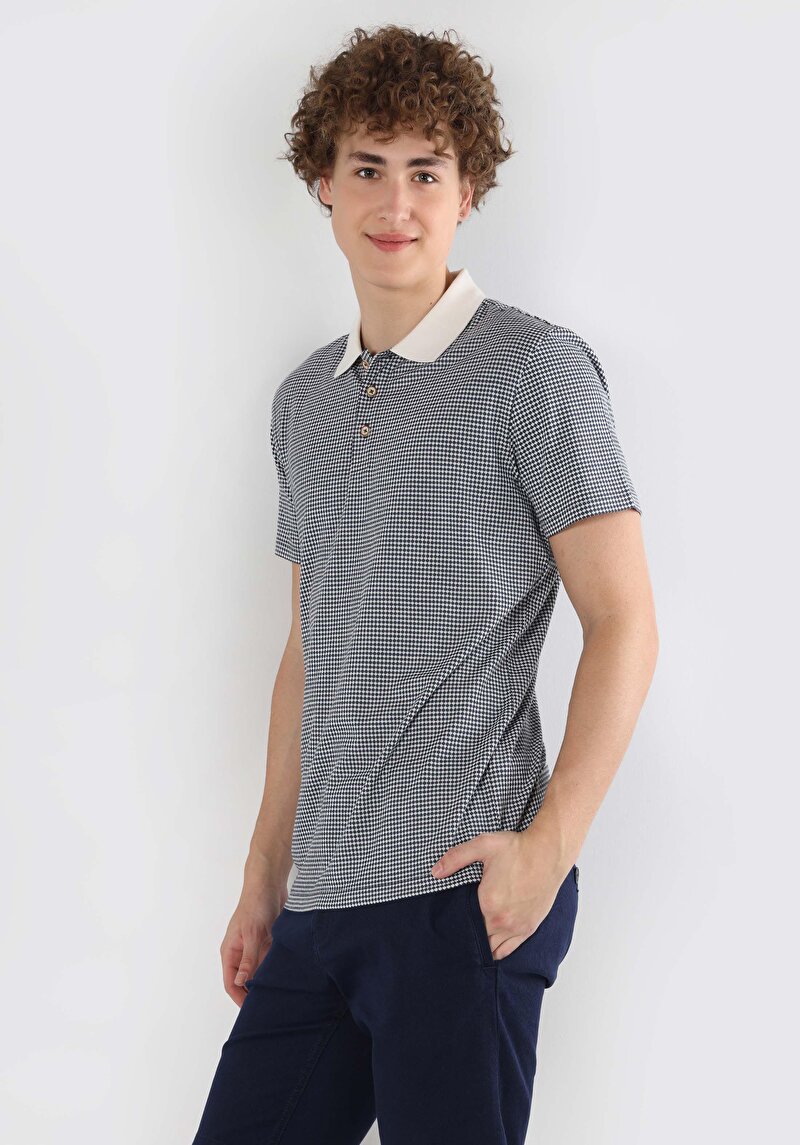 Afișați detalii pentru Tricou Polo Cu Maneca Scurta De Barbati Albastru Regular Fit  Cl1064304