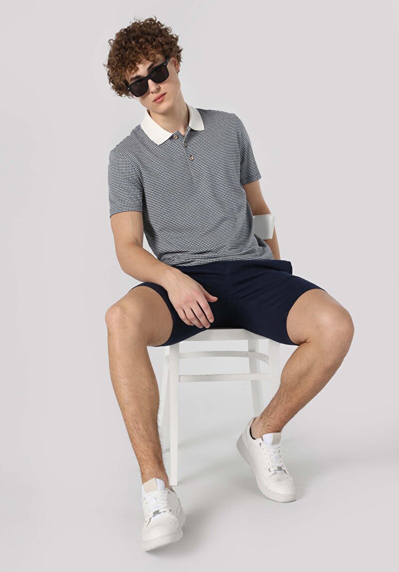 Afișați detalii pentru Tricou Polo Cu Maneca Scurta De Barbati Albastru Regular Fit  Cl1064304