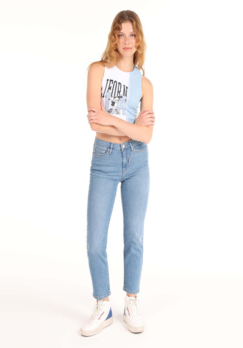 Afișați detalii pentru Pantaloni De Dama Albastru Slim Fit 703 Carla Cl1064307