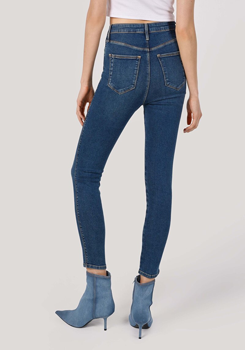 Afișați detalii pentru Skinny Fit Talie Talie Picior Îngust Blugi Din Denim Pentru Femei