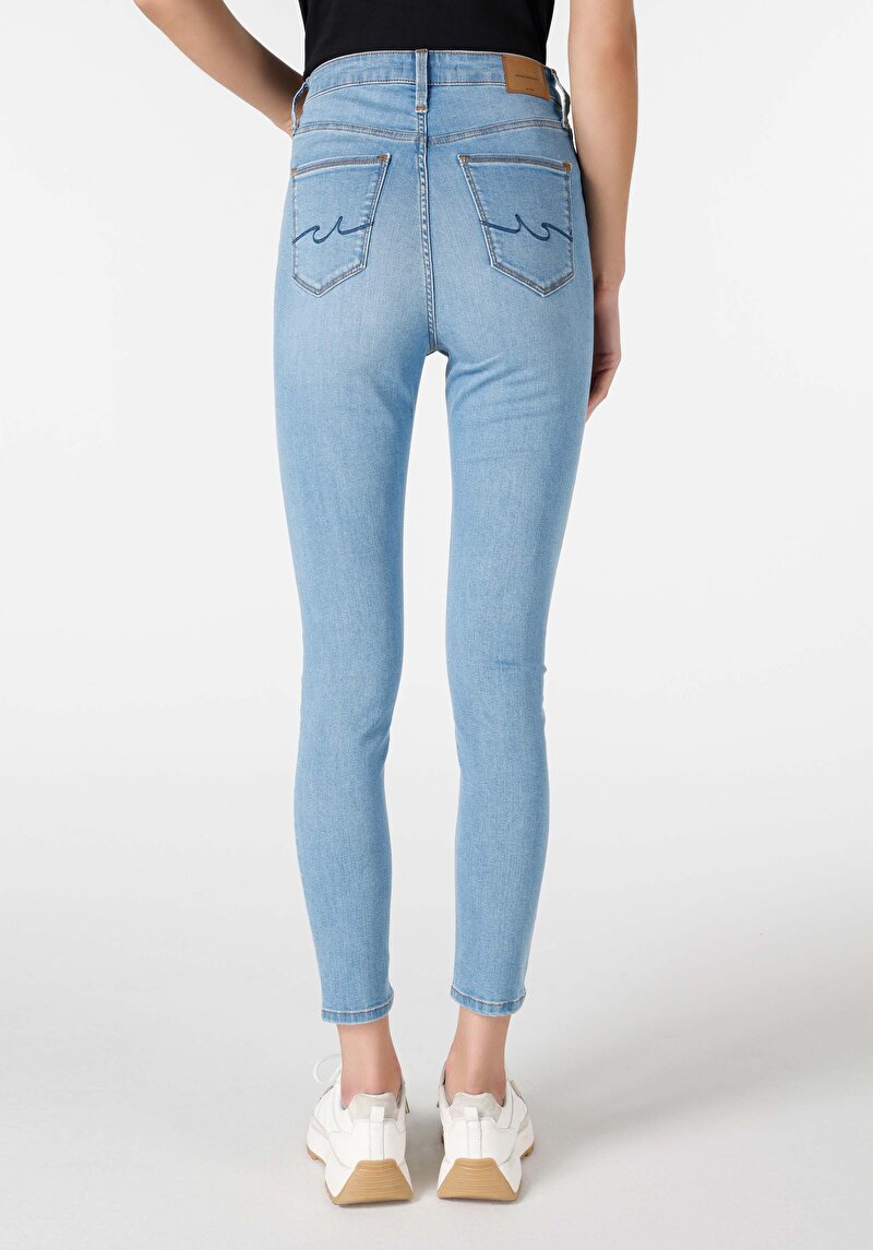 Afișați detalii pentru Skinny Fit Talie Talie Picior Îngust Blugi Din Denim Pentru Femei