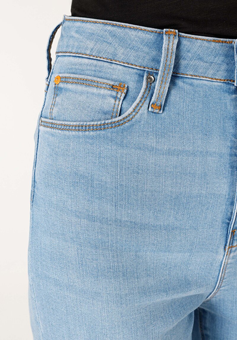 Afișați detalii pentru Skinny Fit Talie Talie Picior Îngust Blugi Din Denim Pentru Femei