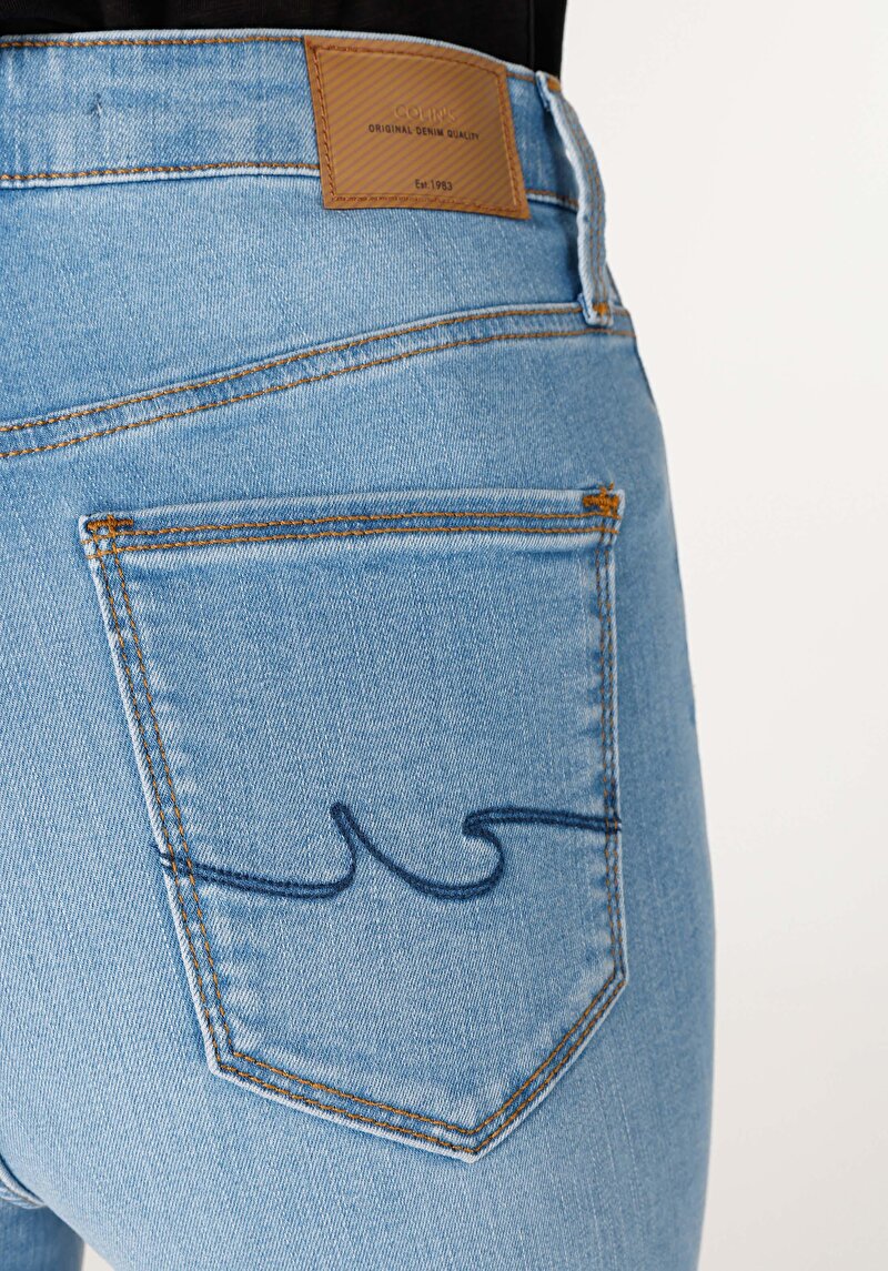 Afișați detalii pentru Skinny Fit Talie Talie Picior Îngust Blugi Din Denim Pentru Femei