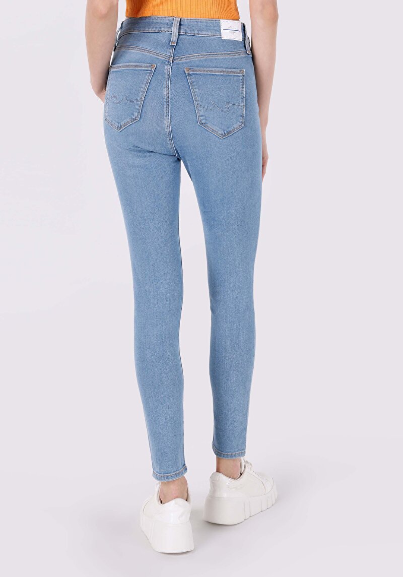 Imagine a Skinny Fit Mid Waist Narrow Leg Blugi İndigo Pentru Femei